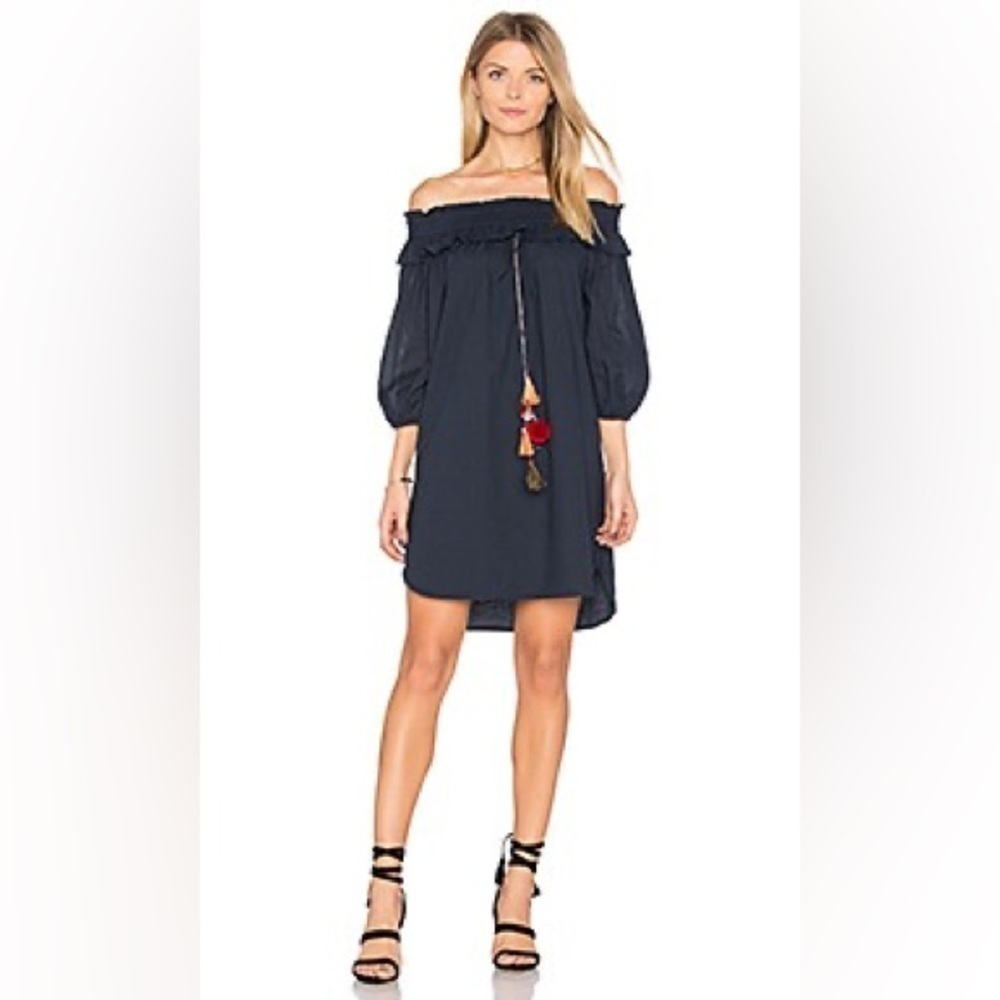 Misa Los Angeles Lexi Noemi Off Shoulder Tassel Dress in Navy, Size XS